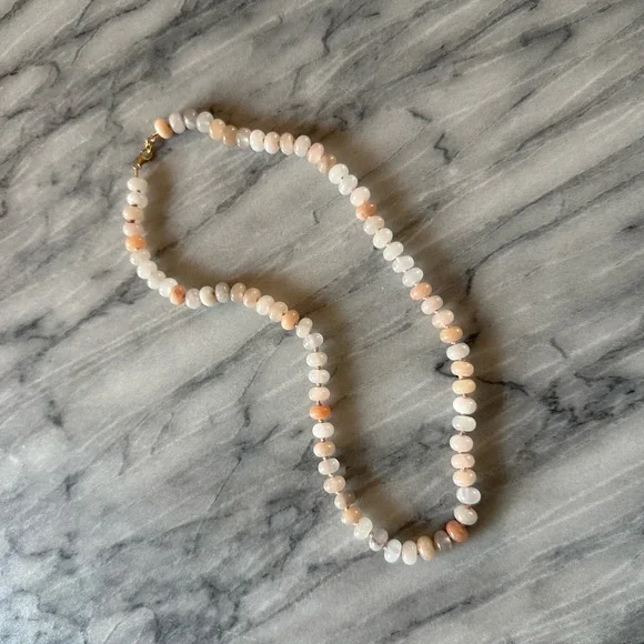 NEW Pink Aventurine Hand Knotted Silk Beaded Necklace w/Gold Fill Hardware 19” - Picture 6 of 8